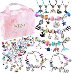 Charm Bracelet Making Kit for Girls, Kids' Jewelry Making Kits Jewelry Making Charms Bracelet Making Set with Bracelet Beads, Jewelry Charms and DIY Crafts with Gift Box（93PCS）