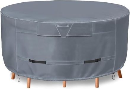 HWmatyCover Round Patio Furniture Covers, Waterproof Outdoor Table Chair Set Covers, All Weather Protection Patio Furniture Cover with Air Vent,95" DIAx28 H, Grey