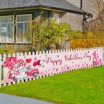 Ticuenicoa Happy Valentines Day Banner - 120x20 Inch Large Garden Flag for Happy Holidays Banner and Valentines Day Outdoor Decorations - Festive Yard and Party Decor