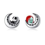 Halloween Earrings for Women 925 Sterling Silver Jack Skellington Couple Skull Earrings Halloween Christmas Jewelry Gifts for Women Girls