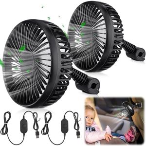 Glooglitter 2 Pcs USB Car Seat Fans Car Cooling Fan 3 Speed 12V/ 24V Automobile Ventilation Fan with Clip for Car Backseat SUV, RV, Baby Stroller, Vehicles Truck Air Circulation
