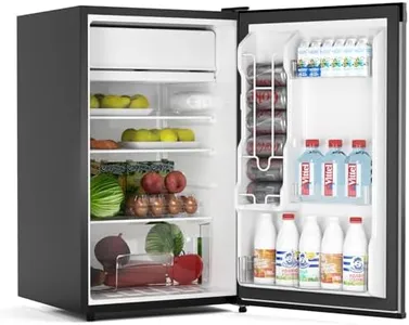 Garvee 4.3 Cu.Ft Mini Fridge With Freezer, Single Door Mini Fridge w/7 Settings Temperature Adjustable, Mini Refrigerator for Apartment, Bedroom, Office, Dorm, Black