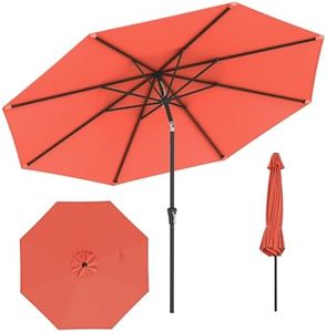 RELAX4LIFE Parasol Droit Inclinable 3M, Parasol de Jardin Extérieur 3M Rond, Inclinaison 25°, 8 Baleines, Manivelle, Polyester Résistant, Protection Solaire pour Balcon Terrasse (Orange)