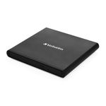 VERBATIM External CD/DVD Writer - Compact & Slimline - USB Powered – Mac & PC Compatible - Black - Standard (98938)