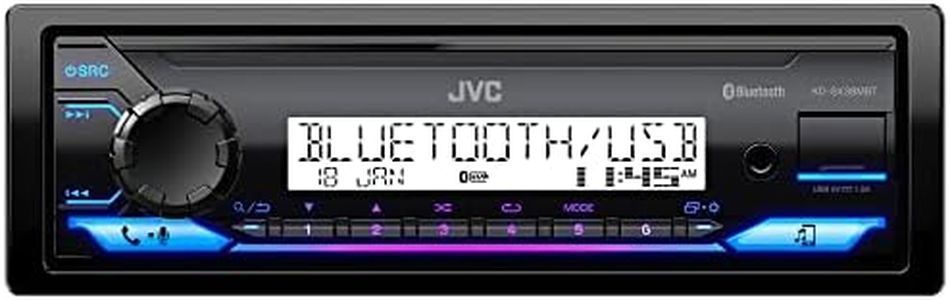 JVC KD-SX38MBT Car Stereo with Bluetooth, 4-Ch Marine Radio Receiver, AM/FM Single Din Radio, Aux-in, USB, Streaming, RGB Illumination, Use as in-Dash ATV, Truck Radio or Boat Stereo