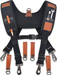 WELKINLAND Heavy-Duty leather tool belt suspenders, Leather tool bag suspenders, Carpenter suspenders, Construction tool belt for men, Black W/ Brown, Large