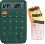 Richenda Desktop Calculator 12 Digit, Large Display and Sensitive Button, Cute Candy Color Standard Calculator with Large LCD Display for Office, Home, School,with Battery(Green White)