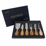 Cheese Knife Gift Set of 6 - Acacia Wood Handle Stainless Steel Cheese Knives Kit, Present for Cheese Lovers