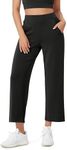 ODODOS Women's Modal Soft Relaxed Cropped Pants High Waist Casual Wide Leg Pants with Pockets - 25" Inseam, Black, X-Large