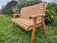 Churnet Valley Wooden Garden Bench, Outdoor Bench Sits 3, Fully Assembled