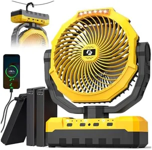 Korbot Camping Fan - 20000mAh 9-Inch Battery Powered Fan(60Hrs) - Portable Fan Rechargeable - USB Fan with Light & Remote for Indoor, Outdoor e.g. Travel, Picnic, BBQ, Fishing, Jobsite
