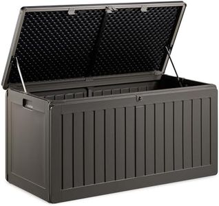VonHaus Garden Storage Box 270L – Outdoor Utility Chest Organiser – Weatherproof Plastic, Lockable Lid, Sliding Bar Hinge, Carry Handles, Portable – For Garden, Patio, Balcony, Decking – Grey, Black