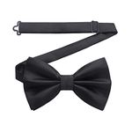 HISDERN Black Bow Ties for Men Pre-Tied Wedding Bowtie Adjustable Groom Tuxedo Solid Colour Bow Tie