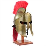 Medieval Armour King Leonidas Greek Spartan Roman Helmet | Spartan Legions Helmet | Men's Spartan Warrior Headwear Costume Accessories | 300 Movie Authentic Replica Helmet (𝗪𝗶𝘁𝗵 𝗪𝗼𝗼𝗱𝗲𝗻 𝗦𝘁𝗮𝗻𝗱)