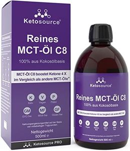 Reines MCT Öl C8 | Produziert 4X Ketone im Vergleich als Andere MCT-Öle | Höchste Reinheit von über 99% | 100% aus Kokosnuss | Unterstützt Keto & Fasten | Vegan | 500 ml | Ketosource®