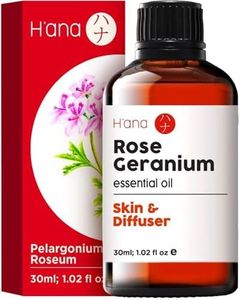 H’ana Rose Geranium Essential Oil for Skin - 100% Natural Geranium Oil for Diffuser - Rose Geranium Essential Oil for Aromatherapy (30 ml)