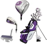 Precise M5 Women’s Golf Clubs Set – Complete Right-Handed Set with Titanium Driver, S.S. Fairway & Hybrid, 5-PW Irons, Putter, Stand Bag & Headcovers – Graphite Shafts – Purple – Petite/Standard/Tall