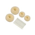 Hair Donut Blonde | Donut for Hair | 4Pcs Donut Bun Makers Hair Donut Bun Ring Style Bun Maker Set with 10Pcs Hair Pins Blonde | Blonde Doughnut Bun Hair Accessories for Girls Kids (Blonde)