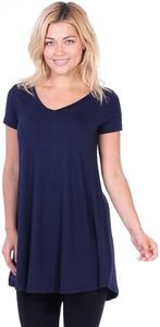 Popana Womens Short Sleeve Summer Tunic Tops to Wear with Leggings Loose Fit Plus Size Made in USA Medium Navy