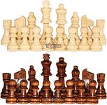 Toyshine Wooden Chess Pieces, Tournament Wood Chessmen Pieces Only, (7 Cm King Figures) Chess Game Pawns Figurine Pieces, Color May Vary (Sstp), Big Kid