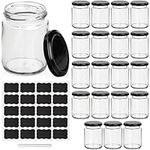 Belle Vous 20 Pack of Round Clear Glass Jars with Airtight Lids - 227ml/8oz Empty Cosmetic Containers - Pots for Travel, Creams, Lotions, Ointments, Makeup, Candle Making, Food Storage & More