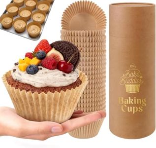 Bake Buddies 4.2" Jumbo Muffin Liners, Unbleached Parchment Baking Cups, Non-Stick Greaseproof for Kodiak Pans, Reusable 5-in-1 Cardboard Tube (Brown, 400-Pack)