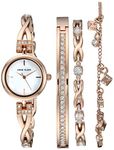 Anne Klein Women's Swarovski Crystal Accented Rose Gold-Tone Watch and Bracelet Set