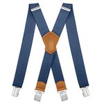 Dresime Suspender Mens Braces for Trousers with 4 Strong Clips 40mm Width, X Shape Heavy Duty Suspenders Adjustable Elastic for Overalls Jeans, Work Pants, Jumpsuits, Motorcycle Pants, etc.