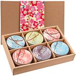 Skelang Ceramic Serving Bowls, Chinese Rice Bowl with Gift Box, Japanese Pottery Bowls, Porcelain Serving Bowls for Rice, Soup, Dessert, Snack, 10oz/300ml, Set of 6 (Cherry Blossom Pattern)