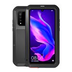 LOVE MEI Huawei P30 Lite Metal Case,Outdoor Armor Tank Waterproof Shockproof Dust/Dirt/Snow Proof Hybrid Heavy Duty Aluminum Metal Case Cover for Huawei P30 Lite with Tempered Glass (Black)