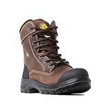 Tiger Face Safety Men's 8" Waterproof CSA STCP ESR Steel Toe Leather Work Boots 7888, Brown Size 10