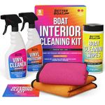 Ultimate Boat Interior Cleaning Kit, Marine Vinyl Protectant and Cleaner, Wipes, Microfiber Cloths, for Boat Seats, Pontoon Accessories, Jet Ski, Car, and RV Care Supplies