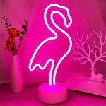 YIVIYAR Flamingo Neon Light Signs,Girls Night Light Flamingo Decor USB/Battery Pink Decor Flamingo Neon Lamp with Holder Base Flamingo Gifts for Women