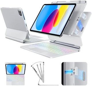 Landcase for iPad 11th 10th Generation Case with Keyboard, Magic Keyboard for iPad 10.9" Case with Floating Cantilever Stand, Multi-Touch Trackpad, Pencil Holder, Springy Backlit Keys, White