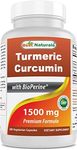 Best Naturals Turmeric Curcumin 1500mg/Serving with Bioperine - 180 Veggie Capsules