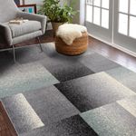 Rug Branch Nova 5' x 7' (5'3" X 7'5") Geometric Indoor Area Rug, Contemporary, Grey Blue - Living Room, Bedroom, Dining Room, and Kitchen