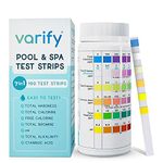 Varify 7 in 1 Pool and Spa Test Strips- Easy to Use Water Testing Kit for Pool, Spa, Hot Tub & More - Tester Strip for Water Hardness, Chlorine, Bromine, pH, Alkalinity and Cyanuric Acid (100 Strips)