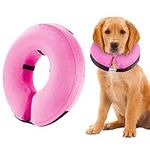 Inflatable Dog Collar with Quick Release and Adjustable Fit,This Protective Dog Cone for After Surgery Protects from Stitches, Bites, Licks and Wounds, Soft Pet Recovery Collar for Dogs, (Pink, M)