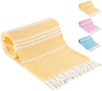 BonGu Turkish Beach Towel,180x90cm Oversized Turkish Cotton with Travel Bag Large Quick Dry Lightweight Turkish Beach Towels for Beach, Bath, Pool Travel Towels (Yellow)