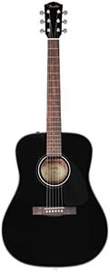 Fender Acoustic Guitar, with 2-Year Warranty, CD-60 Dreadnought V3 Classic Design with Rounded Walnut Fingerboard and Alloy Steel Strings, Glossed Black Finish, Spruce Top, Includes Hard-Shell Case