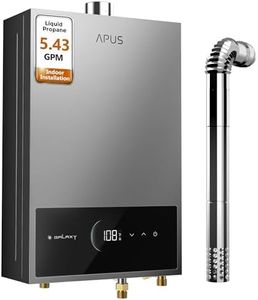 APUS Tankless Water Heater Propane Gas, Up to 5.43 GPM, Indoor Hot Water Heater, 120,000 BTU on Demand Instant Hot Water Heaters with Smart Digital Display, Space Gray