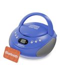 Portable Bluetooth CD Boombox with FM radio | CD, CD-R, CD-RW | 30 Presets | Easy Controls, LED Display, Headphone Jack | OAKCASTLE CD250 (Blue)