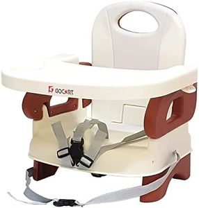 GOCART WITH G LOGO Baby Booster Feeding Chair -Easy Travel Chair - with Safety Belt for Infants and Toddlers (Brown)