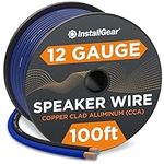 InstallGear 12 Gauge AWG 100ft Speaker Wire True Spec and Soft Touch Cable - Blue/Black