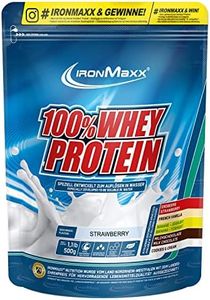 IronMaxx 100% Proteína de suero en polvo - Fresa bolsa de 500g | proteína en polvo a base de proteína de suero de leche reducida en azúcar, soluble en agua | muchos sabores diferentes