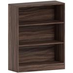 Vida Designs Cambridge 3 Tier Low Bookcase, Walnut Wooden Shelving Display Storage Unit Office Living Room Furniture