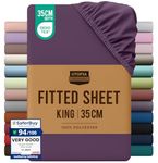 Utopia Bedding Fitted Sheet King, Purple - Deep Pocket 14 inch (35 cm) - Easy Care - OEKO-TEX Certified - Soft Brushed Microfibre Fabric - Shrinkage and Fade Resistant - Bottom Sheet