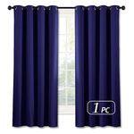 NICETOWN Eyelet Top Blackout Curtains - Thick Sun Blocking Window Curtain Draperies for Kid's Bedroom (1 Panel, 52 x 63 Inch in Royal Blue)