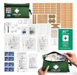 120 Piece Premium First Aid Kit Travel Bag - Includes Bandages and Dressings, Extra-Strong Metal Scissors and Emergency Car Blanket for Home, Office, Caravan, Workplace