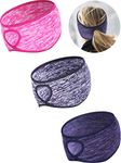 Tatuo 3 Pieces Fleece Ponytail Headband Earband Winter Running Headband Ear Warmer Headband for Women Girls Outdoor Sports and Fitness (Grey, Navy, Rose Red)